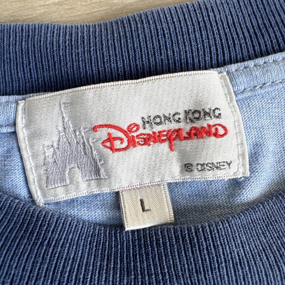 Hong Kong Disneyland T Shirt Ringer Tee Short Sleeve Blue Women’s Large - Picture 3 of 7